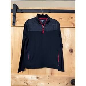 Eddie Bauer Men’s Mixed Media Lightweight 1/4 Zip Pullover Red Zipper Black M